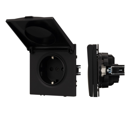 Механизм розетки влагозащищённый Arlight SCT-NOBE-MCP-SFPL-BK (230V, 16A) 054281