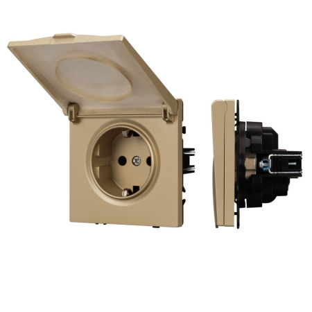 Механизм розетки влагозащищённый Arlight SCT-NOBE-MCP-SFPL-GD (230V, 16A) 054282