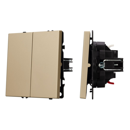 Механизм выключателя двухклавишный непроходной Arlight SWT-NOBE-MK02-SFPL-GD (230V, 10A) 054253