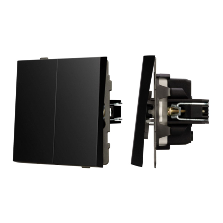 Механизм выключателя двухклавишный непроходной Arlight SWT-TENDO-MK02-PL-BK (230V, 10A) 054059