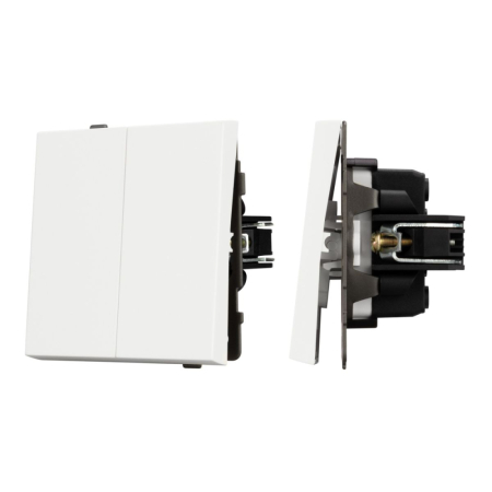 Механизм выключателя двухклавишный проходной Arlight SWT-TENDO-MKP2-SFPL-WH (230V, 10A) 054556
