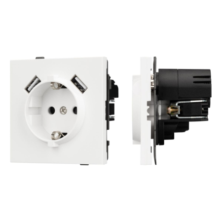Механизм розетки с USB зарядкой Arlight SCT-TENDO-MUAA-SFPL-WH (230V, 16A) 054606