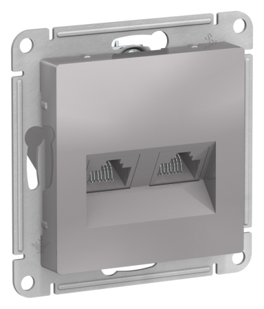Розетка двойная компьютерная RJ45+RJ45, кат.5E, механизм Systeme Electric AtlasDesign Алюминий ATN000385