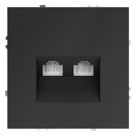 Розетка компьютерная 2-м СП S70 RJ45 + RJ45 кат.6 механизм графит Voltum VLS060207