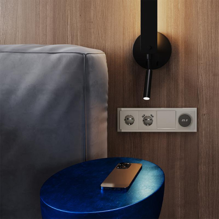 Розетка 1-м СП S70 16А с USB A+A с заземл. защ. шторки механизм кашемир Voltum VLS040403
