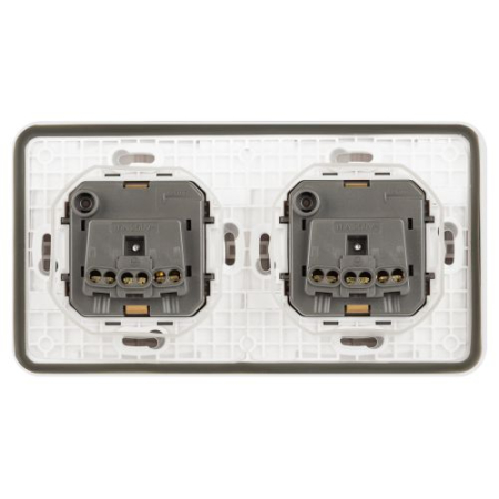 Розетка Эксперт 11-2524-01 2х2P+E гориз. IP55 шторки 16А-250В СУ бел. Эра Б0063254