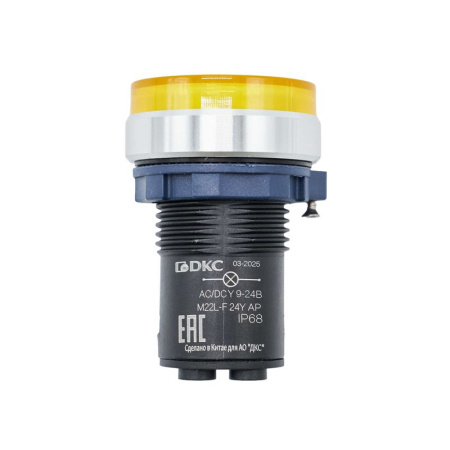 Индикатор сигнальный со встроен. диодом 9-24В зажим Plug-In алюм. желт. DKC M22L-F24YAP