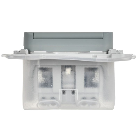 Розетка СП FLITE РСшкр11-1-44-ФлС 16А IP44 с заземл. с защ. шторками и крышкой безвинтовое крепление механизм сер. IEK FI-R16-16-1-44-K03