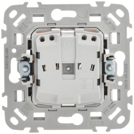 Розетка СП FLITE РС11-1-ФлБ 16А с заземл. без защ. шторок безвинтовое крепление механизм бел. IEK FI-R11-16-1-K01