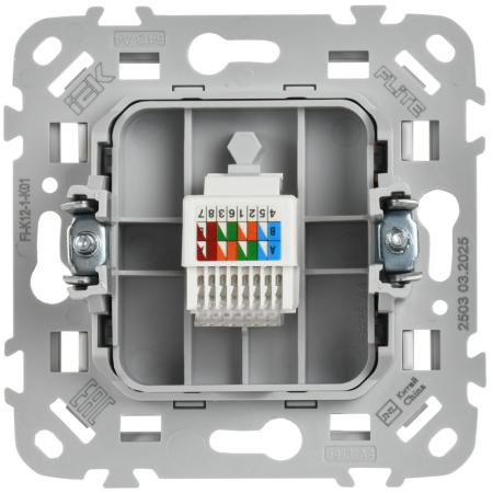 Розетка компьютерная СП FLITE РК5е-1-0-ФлБ RJ45 кат.5E UTP механизм бел. IEK FI-K12-1-K01