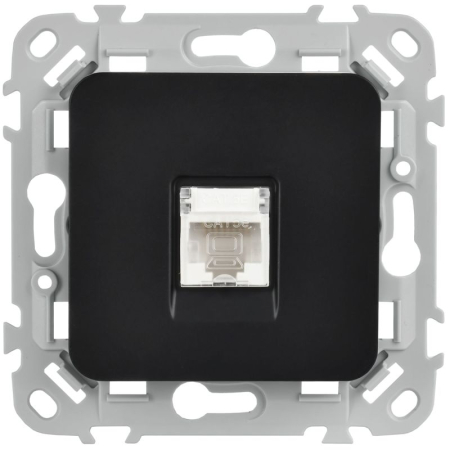 Розетка компьютерная СП FLITE РК5е-1-0-ФлЧ RJ45 кат.5E UTP механизм черн. IEK FI-K12-1-K02