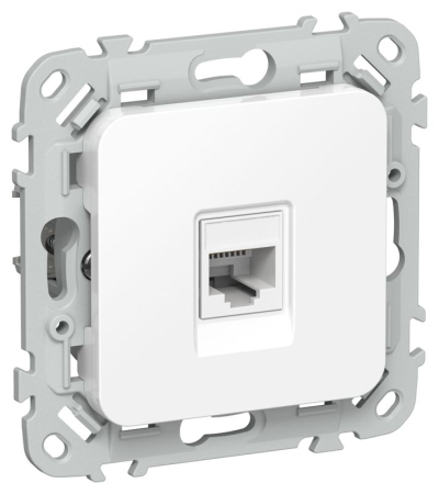 Розетка компьютерная СП FLITE РК6-1-0-ФлБ RJ45 кат.6 UTP механизм бел. IEK FI-K12-2-K01