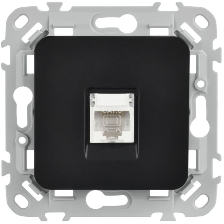 Розетка компьютерная СП FLITE РК6-1-0-ФлЧ RJ45 кат.6 UTP механизм черн. IEK FI-K12-2-K02