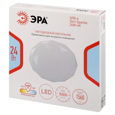Светильник светодиодный Классик SPB-6 Slim Sparkle WH 24W-4K 24Вт 4000К без ДУ Эра Б0069787