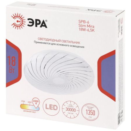 Светильник светодиодный SPB-6 Slim Mira 18W-6.5K 18Вт 6500К IP20 1350лм без ДУ Эра Б0071132