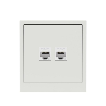 Розетка компьютерная 2-м KANT RJ45 кат.5E без шторки бел. песок DKC 7010664