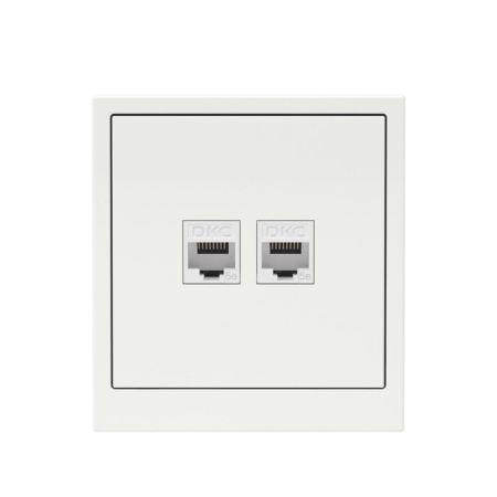 Розетка компьютерная 2-м KANT RJ45 кат.5E без шторки бел. магнолия DKC 7000664