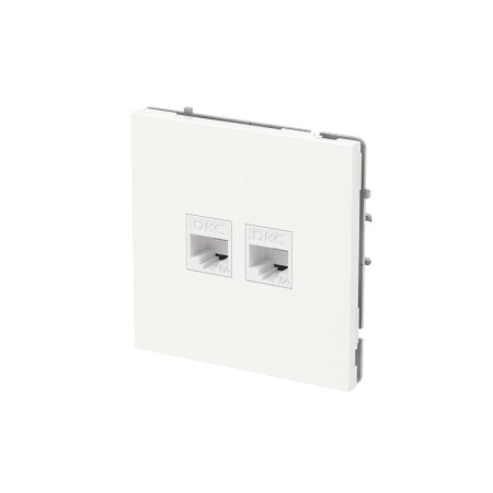 Розетка компьютерная 2-м KANT RJ45 кат.6A без шторки бел. магнолия DKC 7000674
