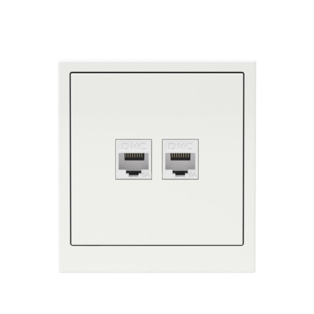 Розетка компьютерная 2-м KANT RJ45 кат.6A без шторки бел. магнолия DKC 7000674