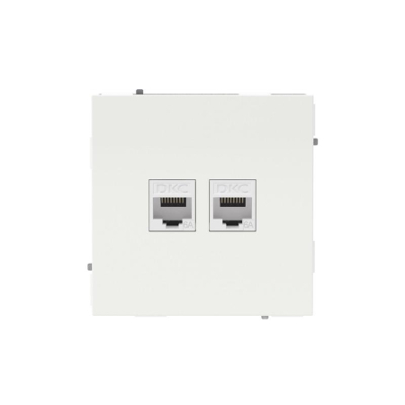 Розетка компьютерная 2-м KANT RJ45 кат.6A без шторки бел. магнолия DKC 7000674