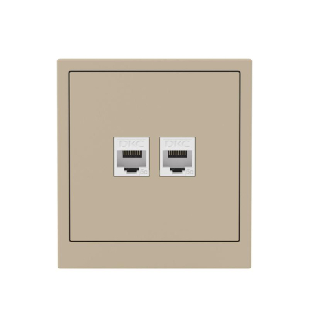 Розетка компьютерная 2-м KANT RJ45 кат.5E без шторки ванильн. марципан DKC 7015664