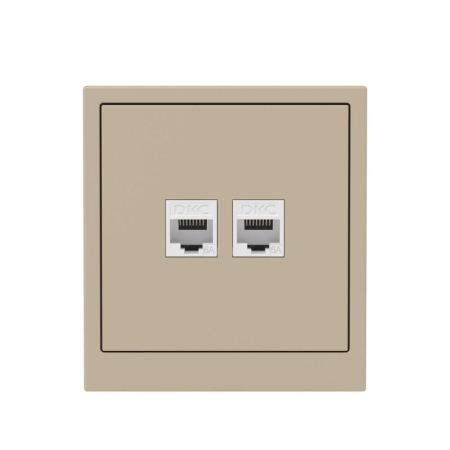 Розетка компьютерная 2-м KANT RJ45 кат.6A без шторки ванильн. марципан DKC 7015674