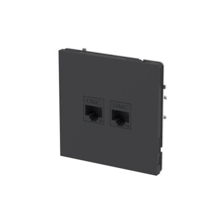 Розетка компьютерная 2-м KANT RJ45 кат.5E без шторки черн. уголь DKC 7012664