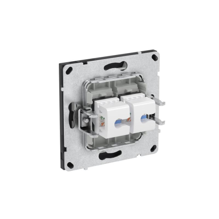 Розетка компьютерная 2-м KANT RJ45 кат.5E без шторки черн. уголь DKC 7012664