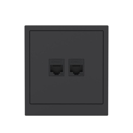 Розетка компьютерная 2-м KANT RJ45 кат.5E без шторки черн. уголь DKC 7012664