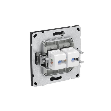 Розетка компьютерная 2-м KANT RJ45 кат.6A без шторки черн. уголь DKC 7012674