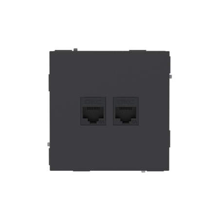 Розетка компьютерная 2-м KANT RJ45 кат.6A без шторки черн. уголь DKC 7012674