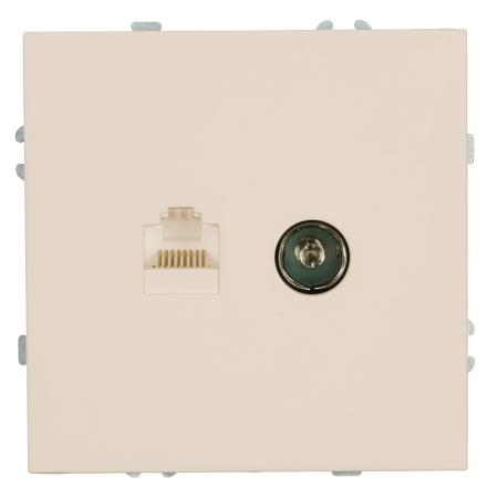 Розетка TV + компьютерная RJ-45 (механизм), STEKKER, серия Эмили, RST00-5106-08, кашемир, soft touch 49898