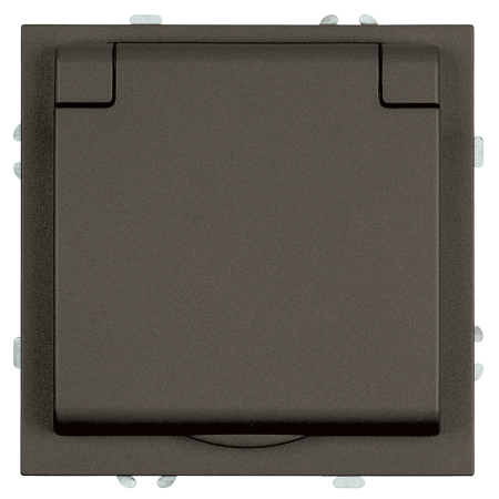 Розетка 1-местная с крышкой с защ. штор, STEKKER, с/з, IP42, 250В, 16А, серия Эмили, RST16-5112-09, антрацит, soft touch 49933
