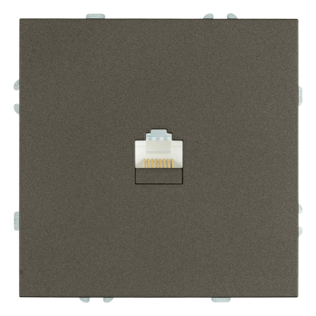 Розетка компьютерная 1-местная RJ-45 (механизм), STEKKER, серия Эмили, RST00-5117-09, антрацит, soft touch 49925