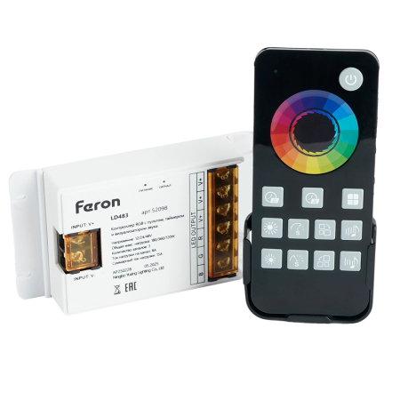 LD483 Контроллер RGB с пультом, таймером и визуализатором звука, 12-24-48V 52098