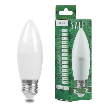 Лампа светодиодная SAFFIT SBC3720 Свеча E27 20W 230V 4000K 55270