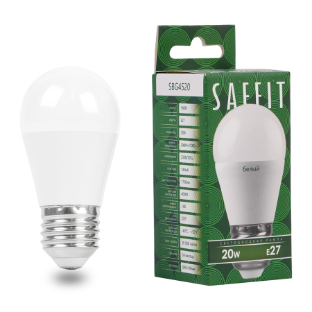 Лампа светодиодная SAFFIT SBG4520 Шарик E27 20W 230V 4000K 55277
