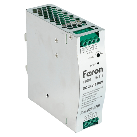 Трансформатор электронный на DIN-рейку 120W 24V 40*125.2*113.5мм IP20, LB008 52135