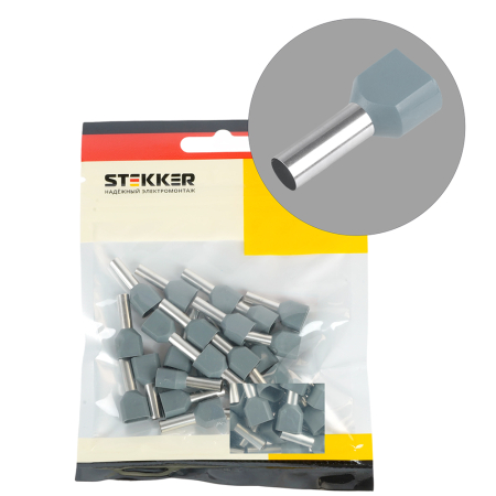 LD406-4012 Наконечник штыревой втулочный изолированный НШВИ(2) 4,0-12 (DIY упаковка 25 шт) 50404