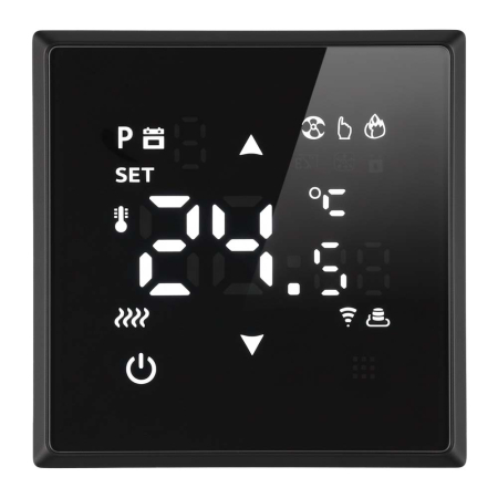 Терморегулятор Wi-Fi (механизм), STEKKER, 250В, 3500Вт, серия Эмили, RSW00-5119-05, черный уголь, soft touch 50377