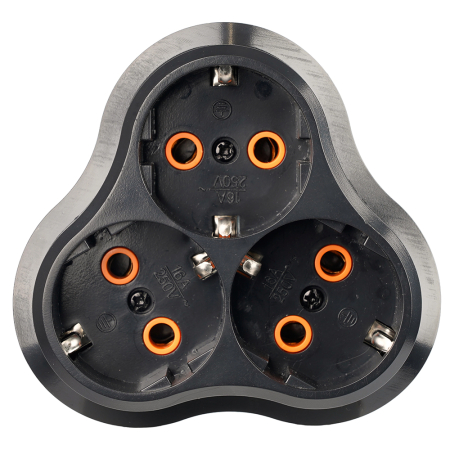 Разветвитель сетевой 3-местный с/з STEKKER ADP16-23-21, 250V, 16A, ABS пластик, черный 50682