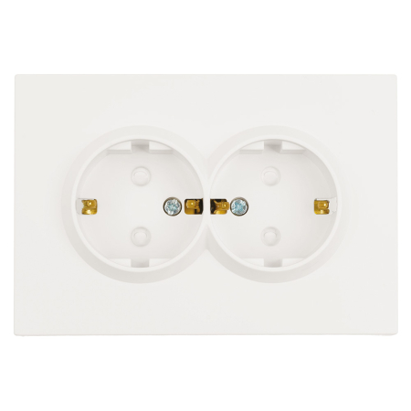 Розетка 2-местная с з/ш, с/з, СЗК, STEKKER, 250В, 16А, серия Эмили, RST16-5114-01ZK, белый фарфор, soft touch 50236