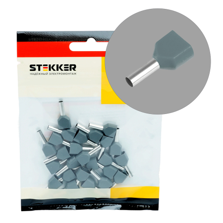 LD406-0508 Наконечник штыревой втулочный изолированный НШВИ(2) 0,5-8 (DIY упаковка 25 шт) 50709