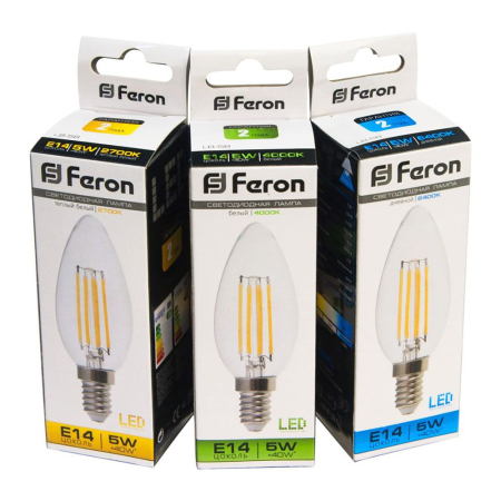 Лампа светодиодная Feron LB-58 Свеча E14 5W 2700K 25572