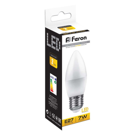 Лампа светодиодная Feron LB-97 Свеча E27 7W 2700K 25758