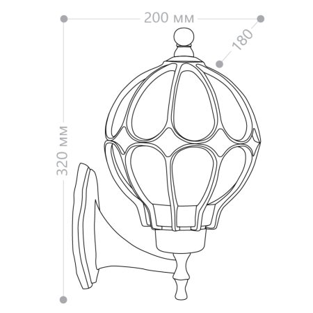 Светильник садово-парковый Feron PL3701  круглый на стену вверх 60W 230V E27, черное золото 11349