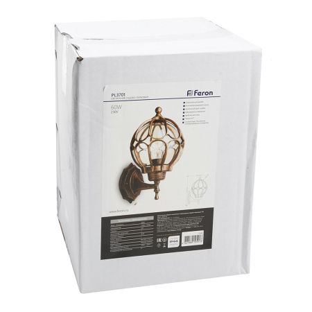 Светильник садово-парковый Feron PL3701  круглый на стену вверх 60W 230V E27, черное золото 11349