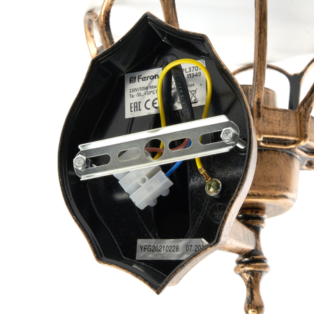 Светильник садово-парковый Feron PL3701  круглый на стену вверх 60W 230V E27, черное золото 11349