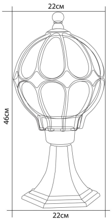 Светильник садово-парковый Feron PL3804  круглый на постамент 60W 230V E27, черное золото 11365