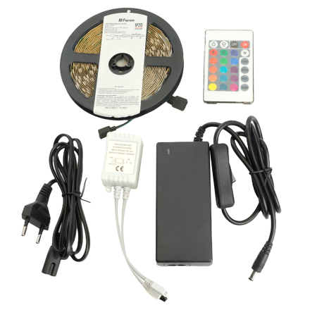 Cветодиодная LED лента Feron LS606, готовый комплект 5м 60SMD(5050)/м 14.4Вт/м IP20 12V RGB 27706